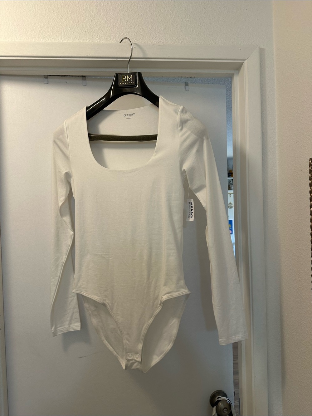 Old Navy White Long-Sleeve Scoop Neck Bodysuit Tall